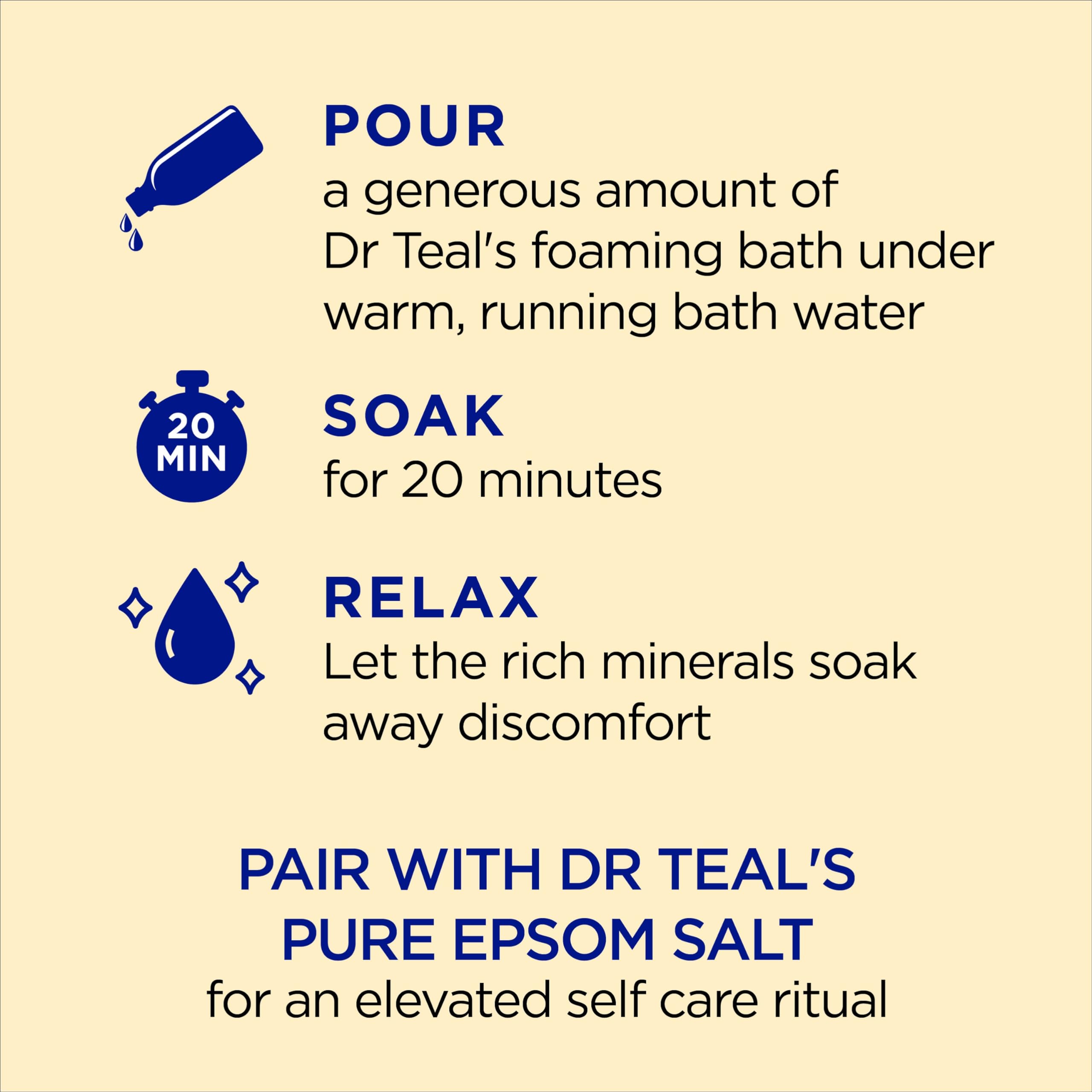 Dr Teal's Foaming Bath with Pure Epsom Salt, Prebiotic Lemon Balm & Essential Oils, 34 fl oz (Pack of 4)